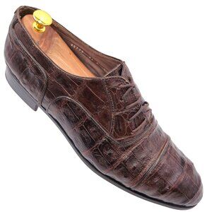 Vintage Crocodile Bruno Magli Italy Mens 13M Brown Dress Shoes Luxury Oxfords